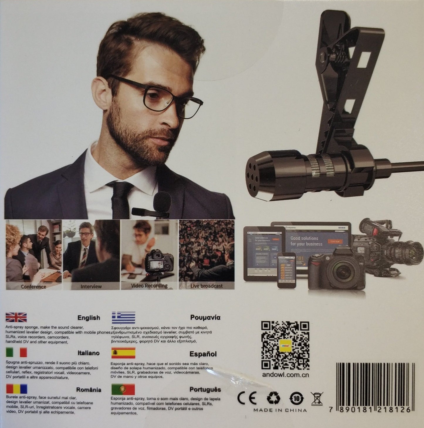 Andowl Q-MIC333 Type-C Lavalier Microphone - Electromann SA