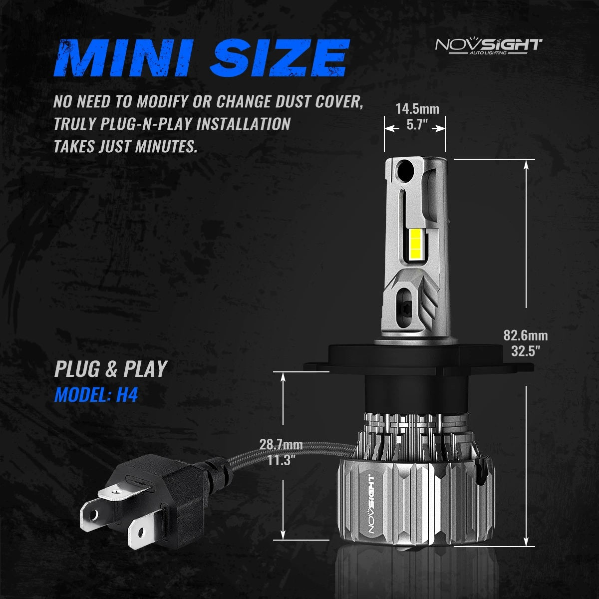 NovSight A500-N50 70W Car LED Headlights Bulbs 15000LM 6500K - H4 - Electromann SA