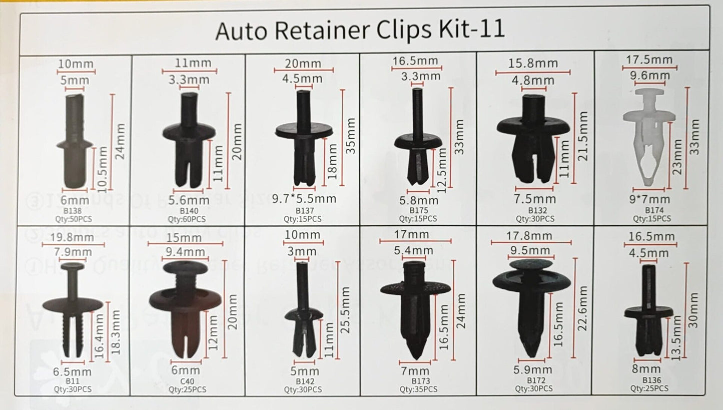 360pcs 12 Types Plastic Car Body Push Pin Fastener Clip Kit - Electromann SA