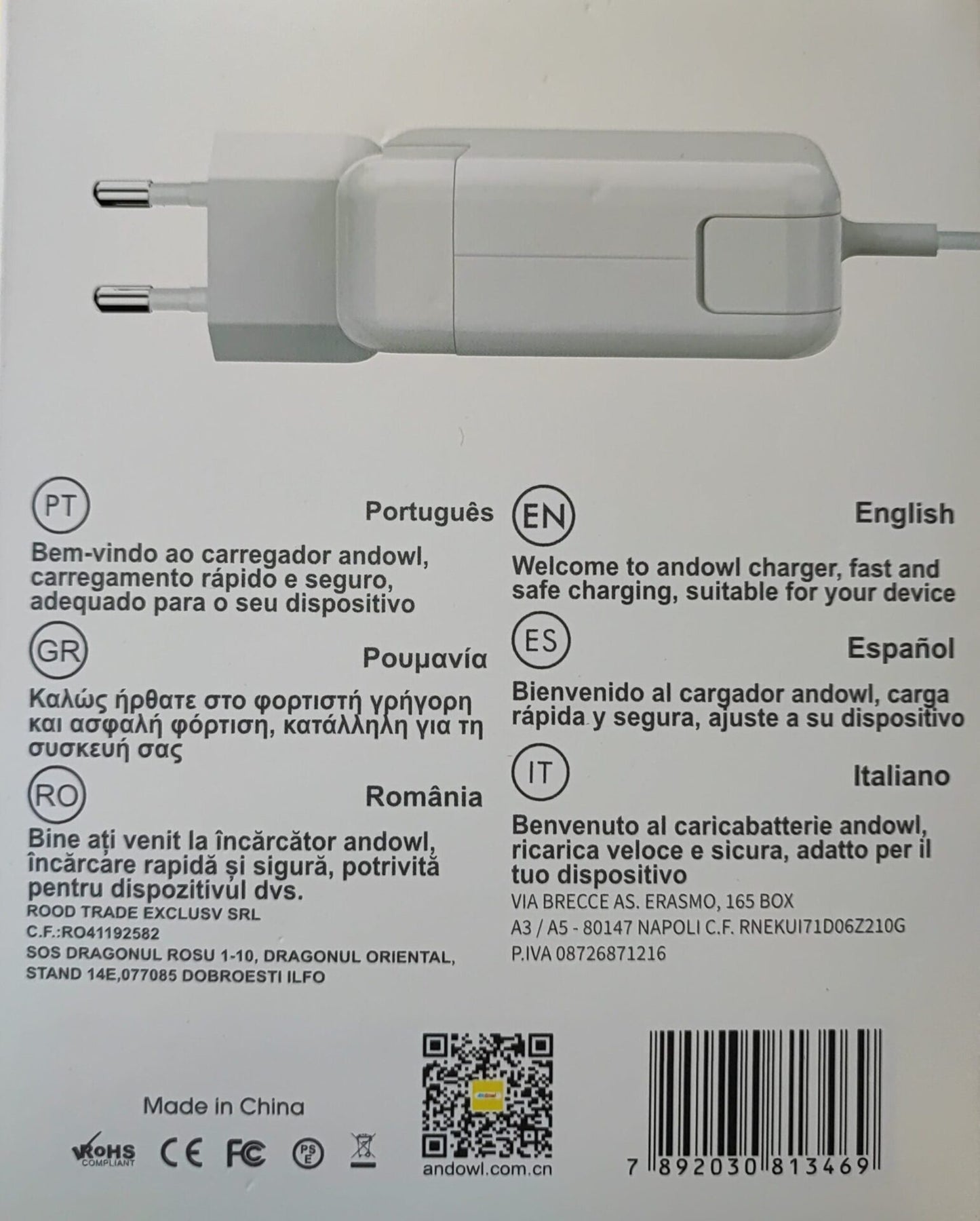 Andowl Q-KC01 60Watt T-Type High Speed Mobile Phone Charger - Electromann SA