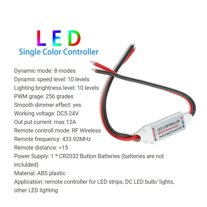 12A Wireless Mini LED Lighting Controller and Dimmer - Electromann SA