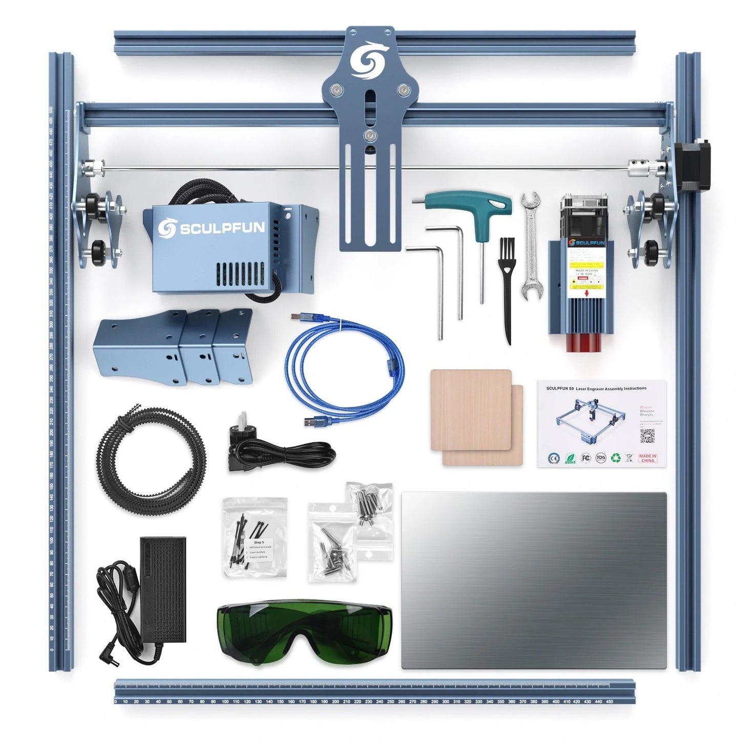 DEMO SCULPFUN S9 Laser Engraving and Cutting Machine + Laser Rotary Roller Combo - Electromann SA