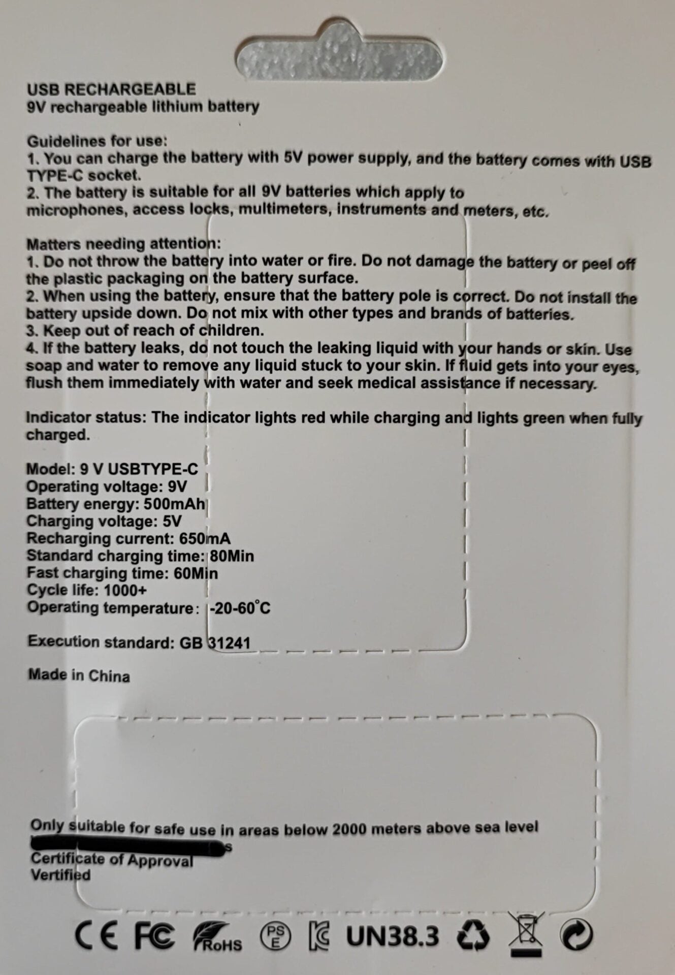 Hoselect 9v 500mah Li-Ion Rechargeable Battery - Electromann SA