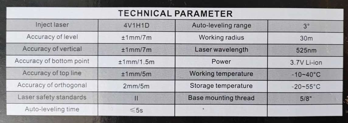 SHIND High Quality 30Meter 5 Beam 4V1H1D Laser Level - Versatile and Accurate Tool for Leveling and Alignment - Electromann SA