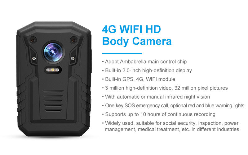 Bewin KJ03-A 4G Wifi Body Camera - HD Video Recording and Live Streaming - Electromann SA