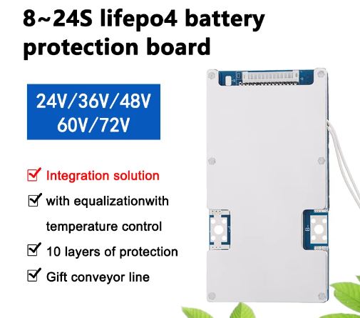 Bisida Battery BMS 24V/36V/48V/60V/72v 50amp 8~24S Common Port with Balance - Electromann SA
