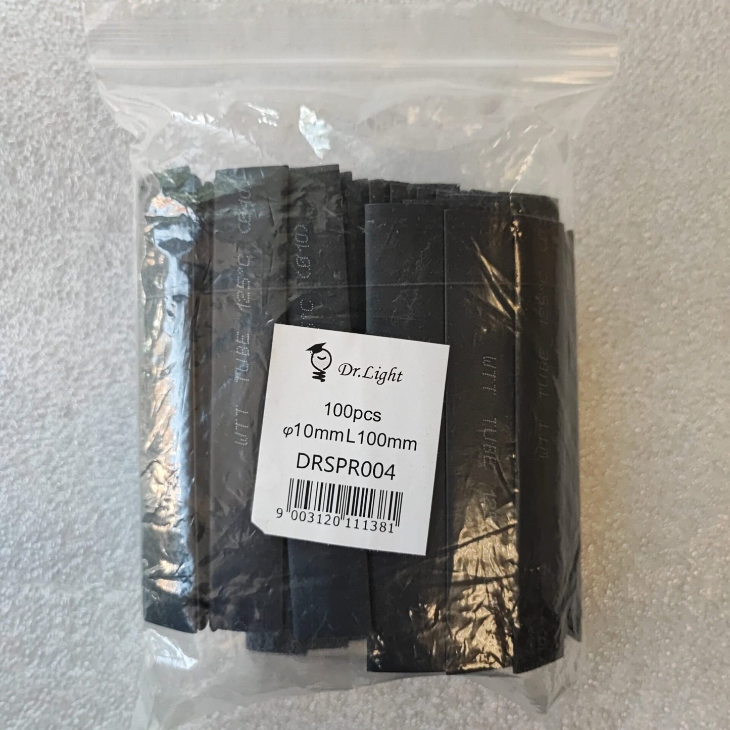 50pcs x 100mm x 10mm Polyolefin Heat Shrink Tubing - Black - Electromann SA