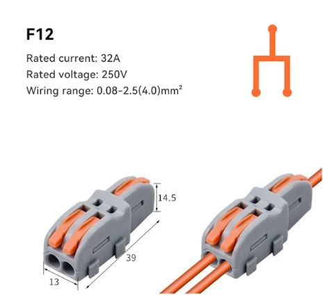 2 into 1 Pin Splitter Out Fast Push-in Electrical Connector Terminal Block - Electromann SA