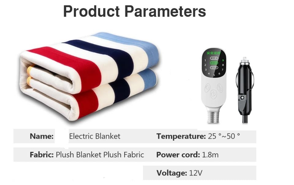 DC12V Battery Powered Single Electric Heated Blanket - Electromann SA