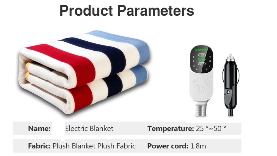 DC12V Battery Powered Single Electric Heated Blanket - Electromann SA