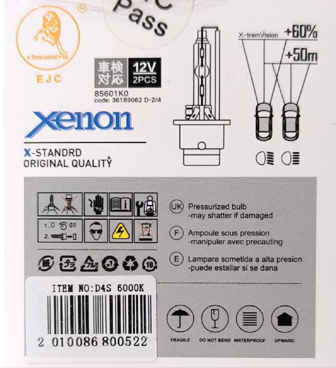 D4S HID Xenon 12v 55w 6000k Car Headlight Bulb Kit - Electromann SA