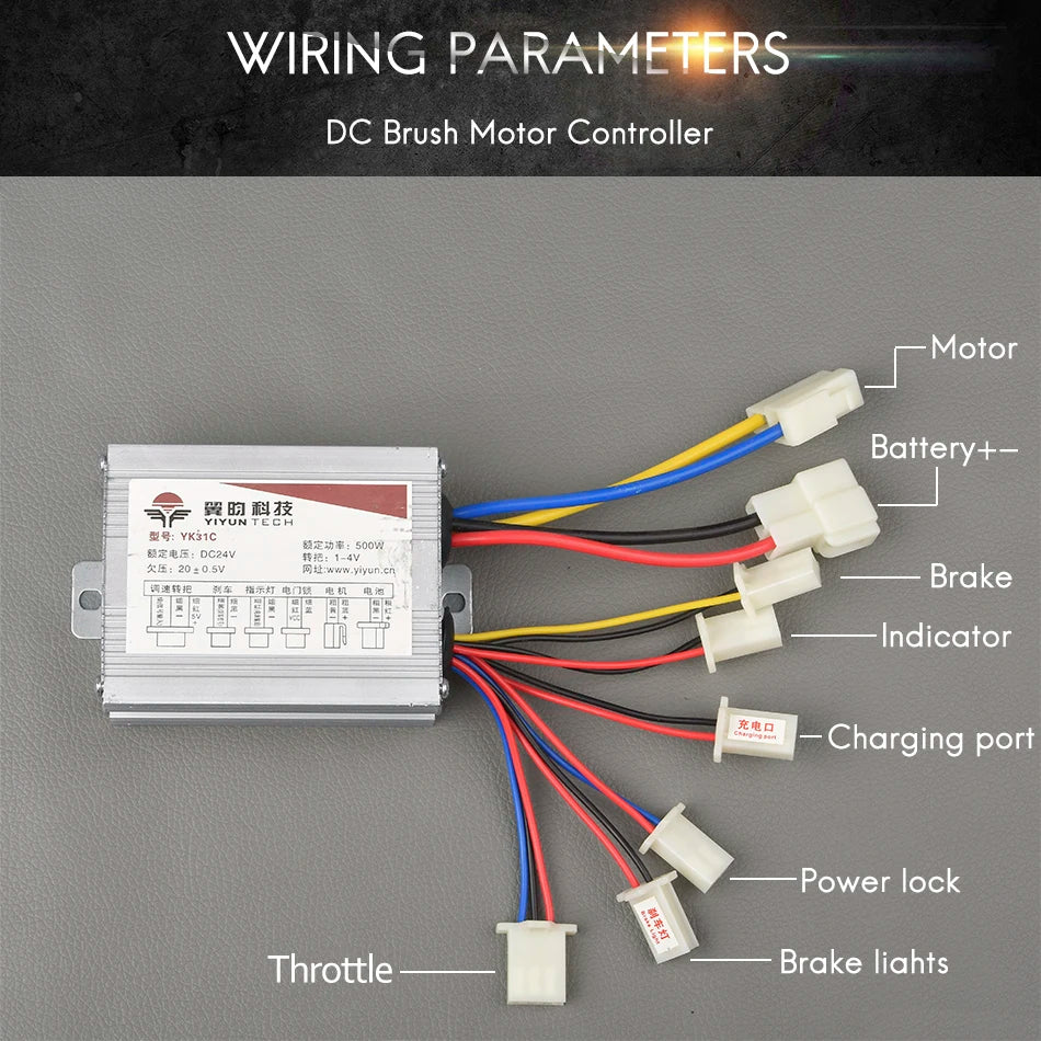 24V/36V/48V 500W YIYUN YK31C Motor Speed Controller For E-Scooters and E-Bikes - Electromann SA