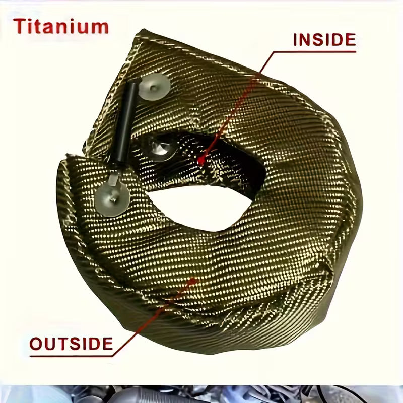Turbocharger Blanket Titanium Color - T3 Turbocharger Heat Shield Thermal Cover with Two Fastening Spring Clips - (10005368) - Electromann SA