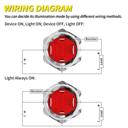 19mm 20A Large Current Metal Momentary Push Button Switch (10008257) - Electromann SA