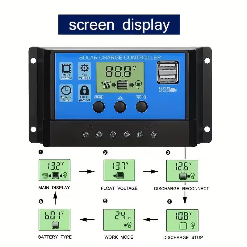 30A 12v/24v Solar Charge Controller PWM Charging for Solar Off-grid System (10005245) - Electromann SA