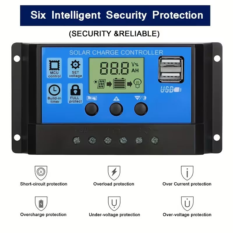 30A 12v/24v Solar Charge Controller PWM Charging for Solar Off-grid System (10005245) - Electromann SA