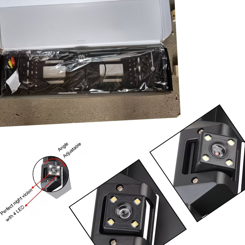 Car Rear View Camera EU European License Plate Frame Waterproof Night Vision LED light (10005069) - Electromann SA