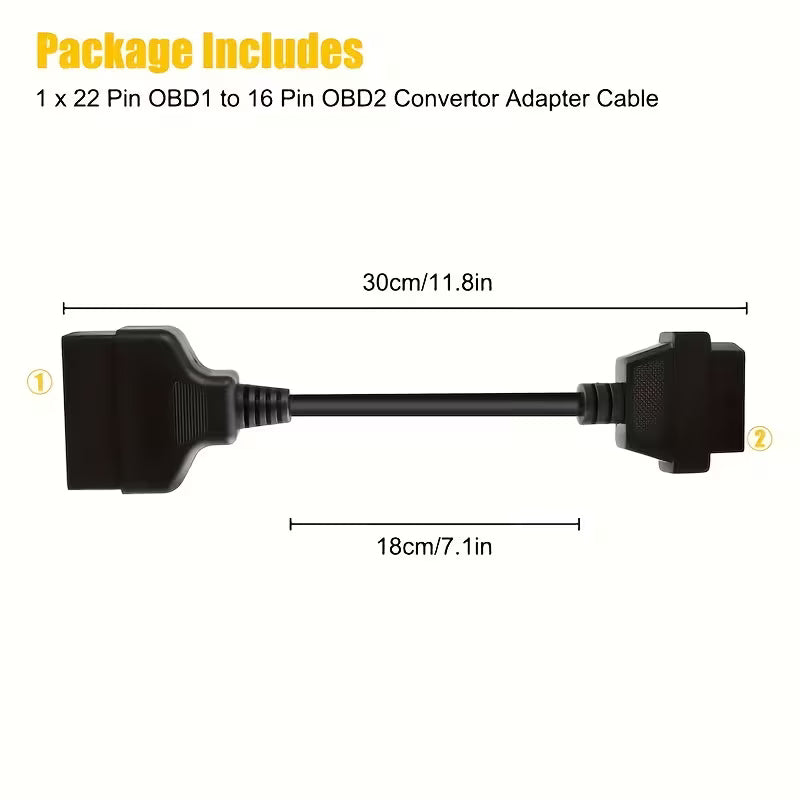 TOYOTA 22 Pin To 16pin OBD1 To OBD2 Adapter - (50000200) - Electromann SA