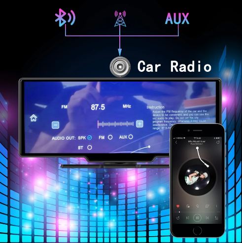 10.26" Apple Carplay Wireless Bluetooth Android Auto WiFi Car DVR Multimedia Player