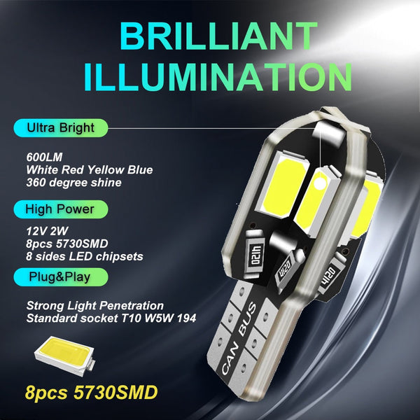 W5W/T10 CANBUS 8SMD 5730 Car LED Light Bulb