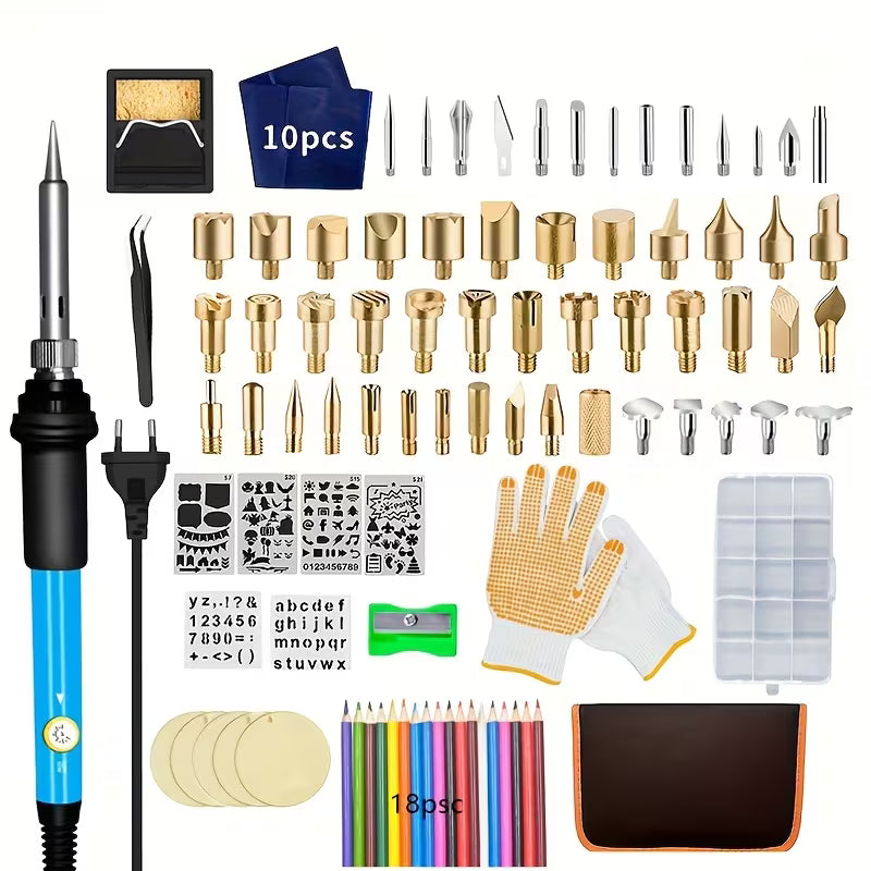 100Pcs 60W Adjustable Temperature Electric Soldering Pyrography Iron Set (10003375) - Electromann SA