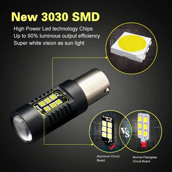 1157 BAY15S/P21W Double Contact 21x 3030 SMD 12V Car Led Bulb