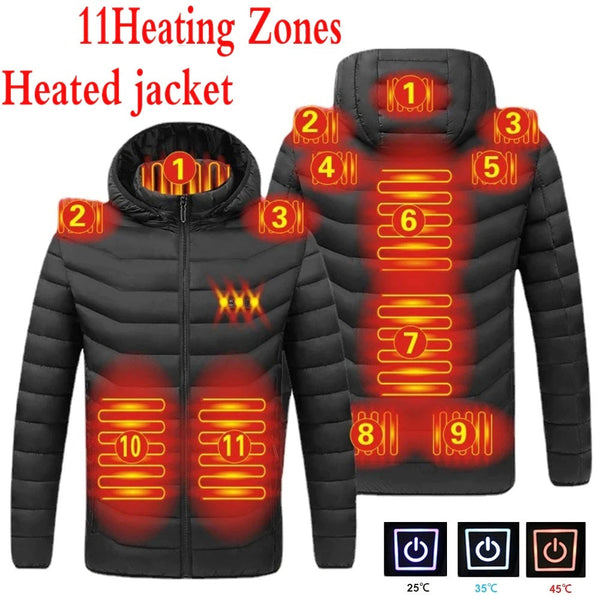 Hlala Ufudumele futhi Unethezekile nge-11 Zone USB Electric Heated Thermal Jacket Yabesilisa Nabesifazane 