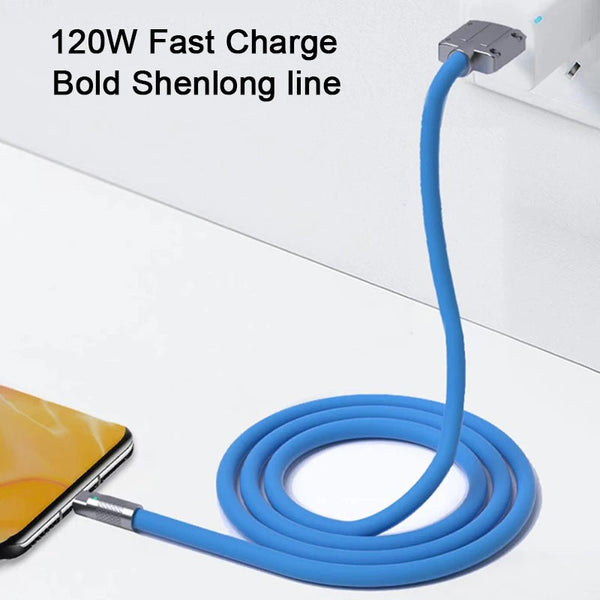 1 Meter 120W 6A Super Fast Charge TypeC Liquid Silicone Cable