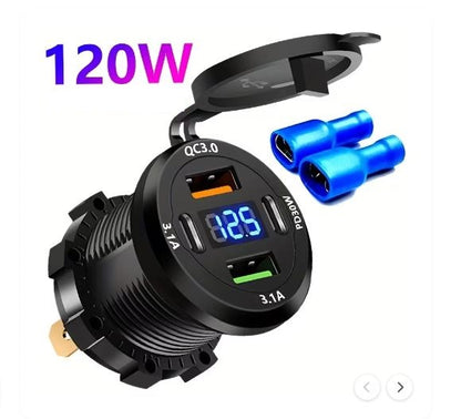 Car Charger, 120W Super Fast Charge, 12V-24V Digital Display Car Charger (10000468)