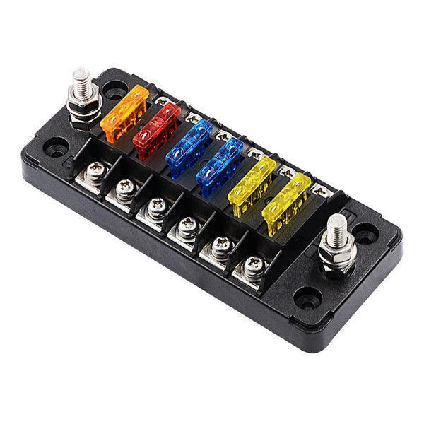 12-32V Car 6Way Fuse Box Holder M5 Stud with LED Indicator Light