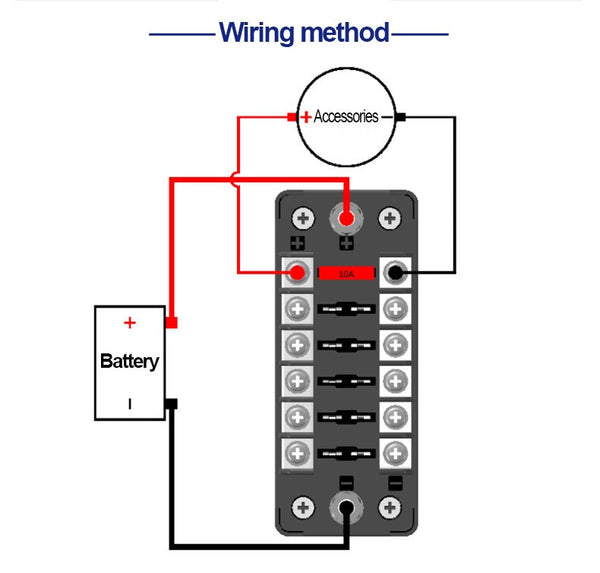 12-32V Car 6Way Fuse Box Holder M5 Stud with LED Indicator Light