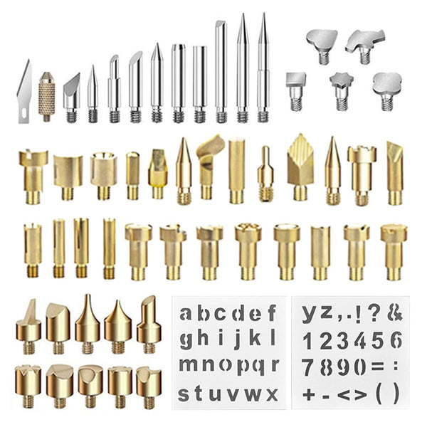 128Pcs Wood Burning Set Stencil Soldering Iron Tips Tools Pyrography Kit