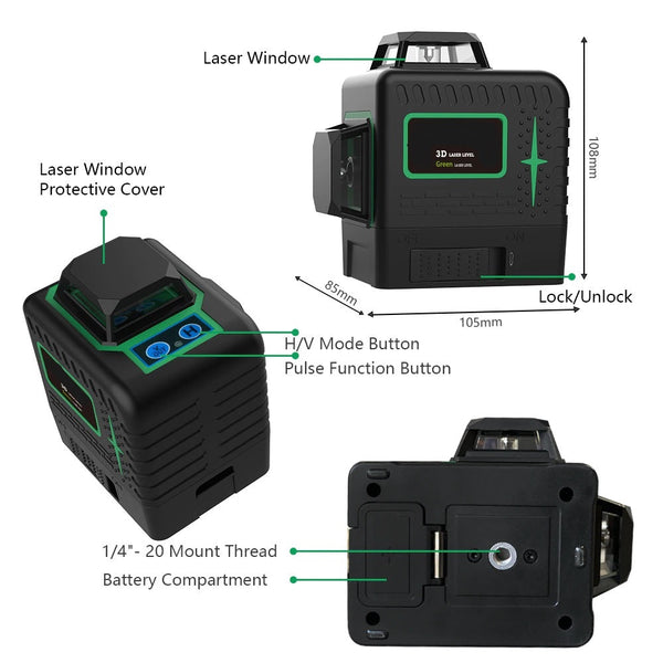 12 Lines 3D Self-Leveling Horizontal And Vertical Laser Level