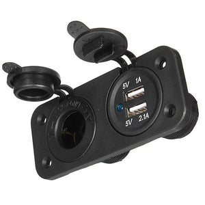 12V-24V Dual USB Charger Socket Adapter 5V 1A+2.1A