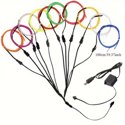 12pcs of 1-Meter Long EL Glowing Wire Suitable for Decorative Lighting (10002913) - Electromann SA