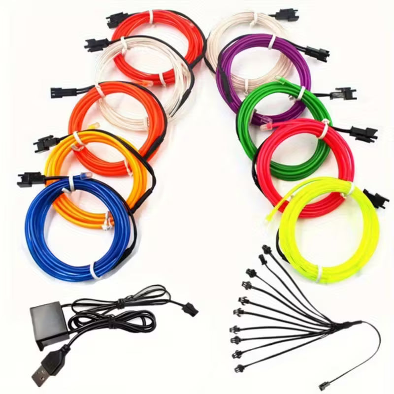 12pcs of 1-Meter Long EL Glowing Wire Suitable for Decorative Lighting (10002913) - Electromann SA