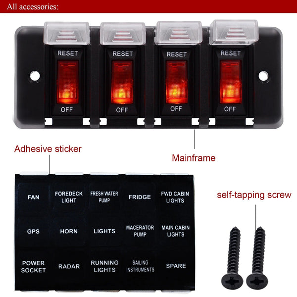 DC 12V Waterproof Rocker Circuit Breakers