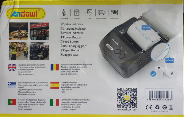 Andowl 58MM Wireless Bluetooth Thermal Receipt Printer