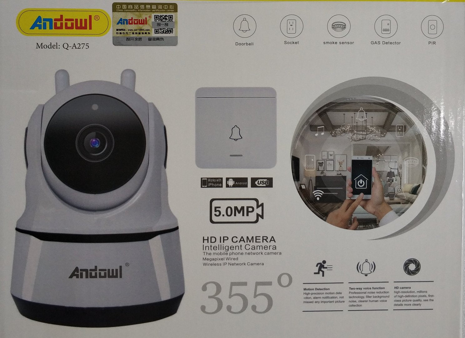 Andowl  Q-A275 5MP Intelligent Wifi IP Camera Doorbell