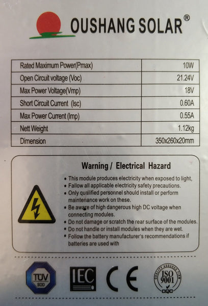 10W 10A Solar Car/Boat Battery Charger Kit