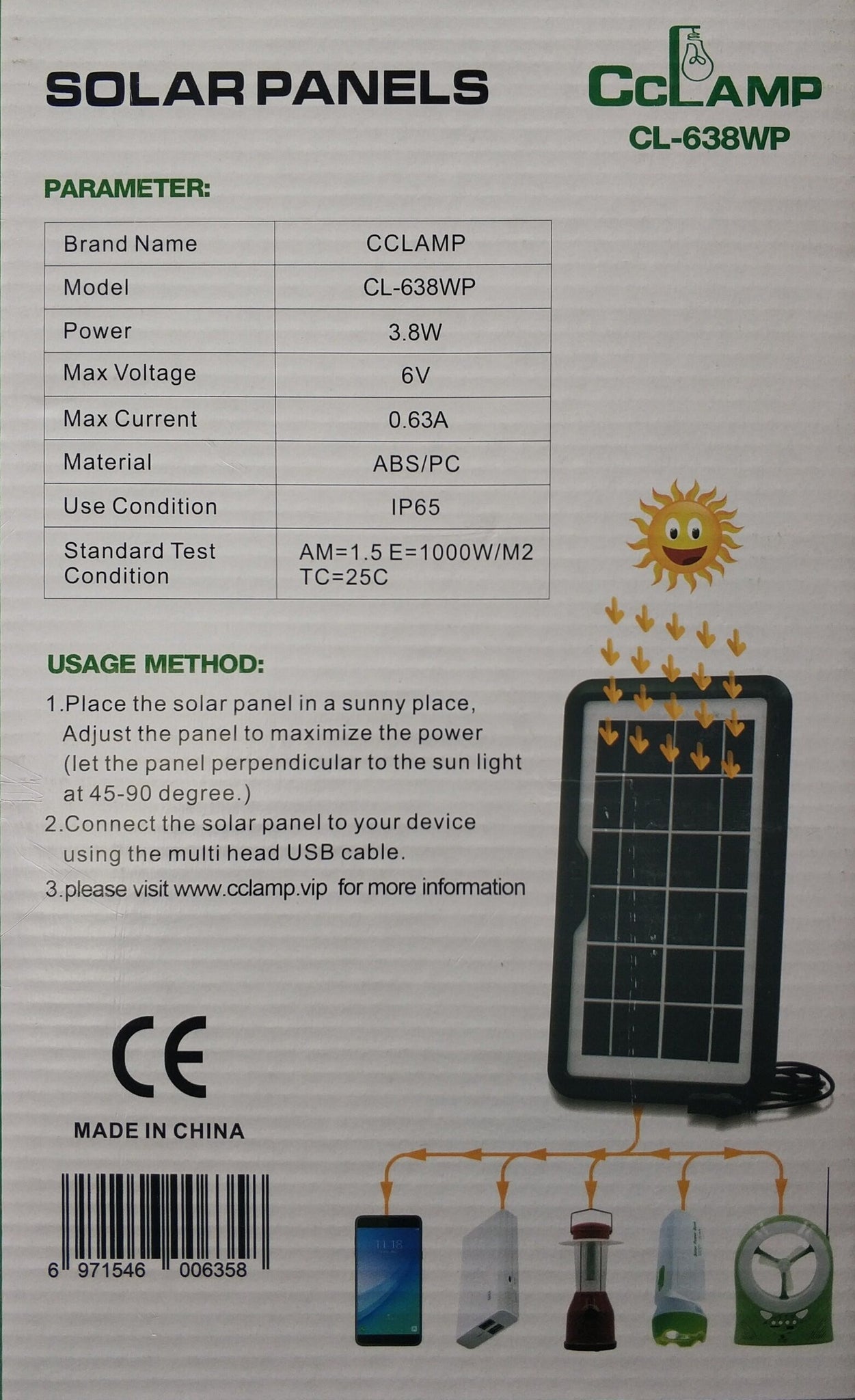 CCLamp CL-638WP 3.8W Solar Mobile Phone Charger