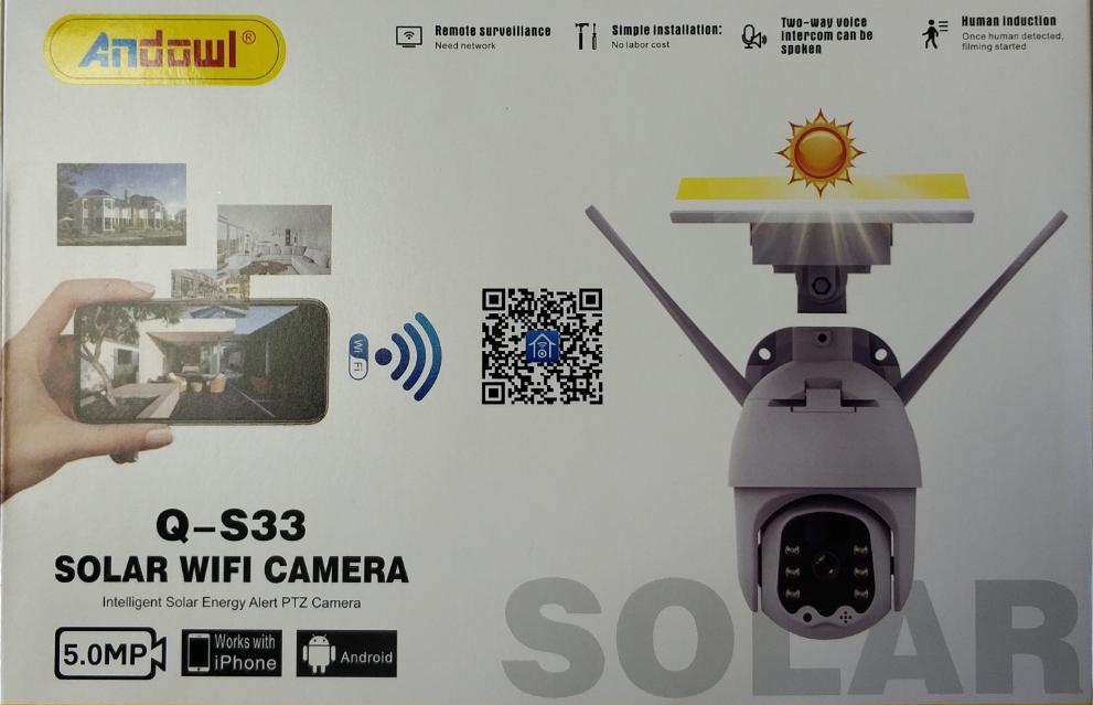 Andowl Q-S33 Solar Wifi Outdoor Smart IP PTZ Camera - High-Quality Security Camera with Solar Power and Remote Viewing