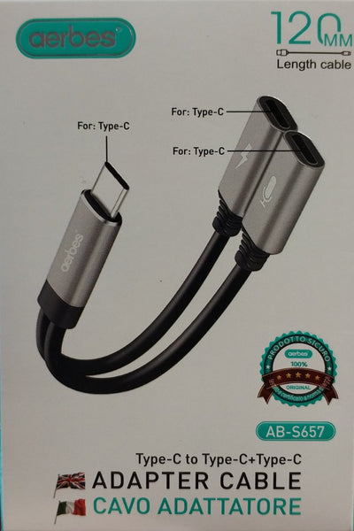 Aerbes AB-S657 USB Type-C to Audio + Charge Adapter