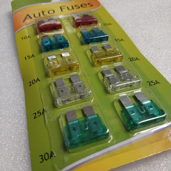 10pc Large Blade Fuse Kit for Vehicles