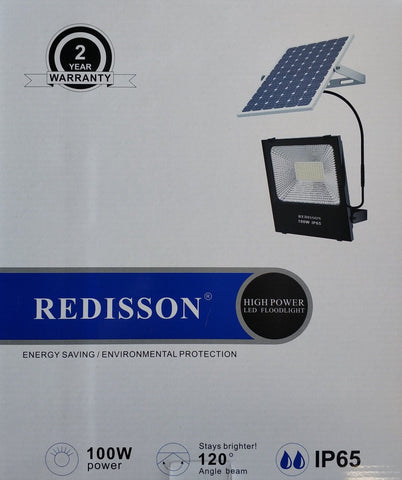 Redisson 100Watt SOLAR Outdoor LED Flood Light - Kragtige en energiedoeltreffende beligtingsoplossing vir buitelugareas