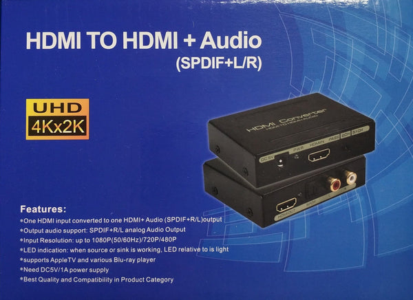 4Kx2K HDMI to HDMI + Audio (SPDIF+L/R) Converter