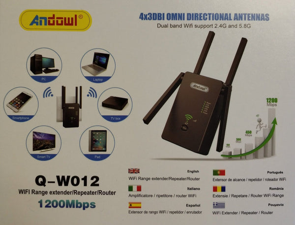 Andowl Q-W012 1200Mbps 3in1 Wifi Repeater/Extender – Boost Your Wi-Fi Signal