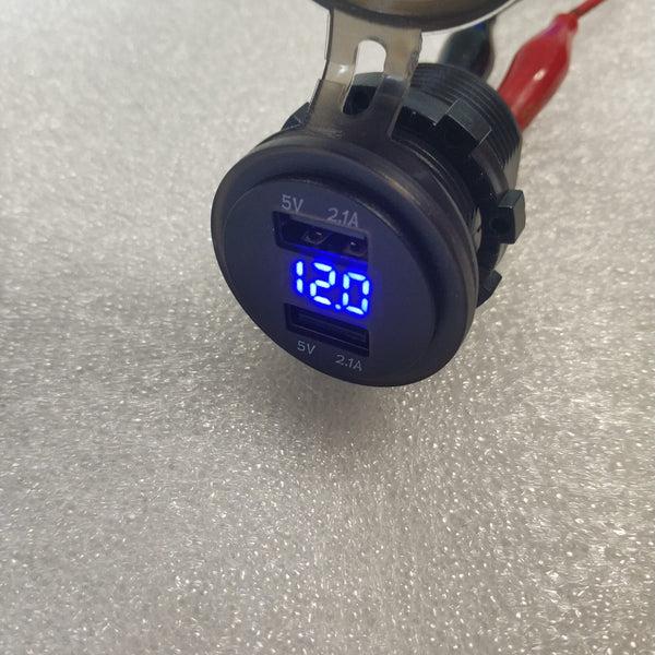 Dual 5V USB LED Charging Socket 4.2A Blue Display