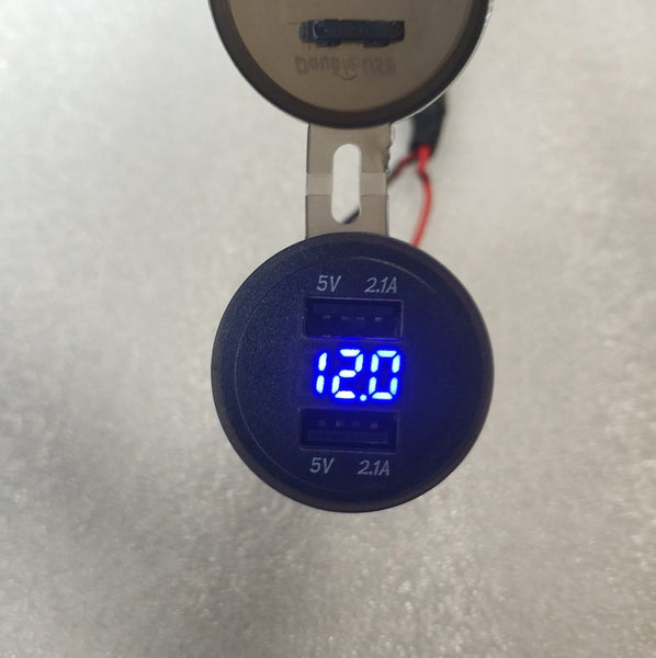 Dual 5V USB LED Charging Socket 4.2A Blue Display