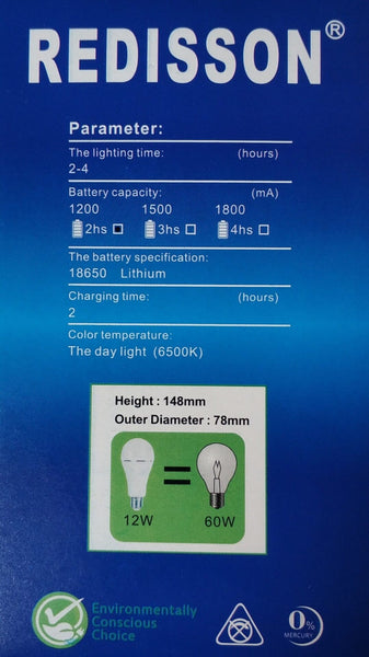 REDISSON 12 watt B22 Super Bright Smart Rechargeable Emergency LED bulb